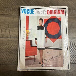 Vogue 1556 Mondrian Yves Saint Laurent MOD Shift Dress Wide Contrasting Yoke
